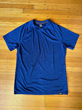 SAXX All Day Aerator Short Sleeve Crew Running Tee Blue Mens Small